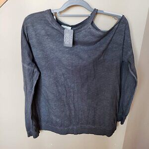NWT 143 Story By Line Up Charcoal Long Sleeve Off Shoulder Shirt SZ L